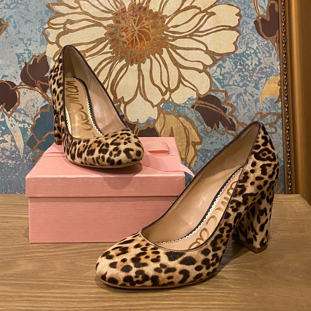 Sam Edelman Leopard Print Heels Shoes Size 8W